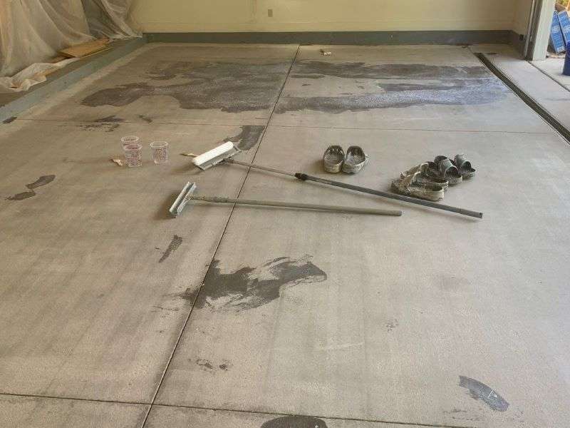 Second concrete coating before and after, before