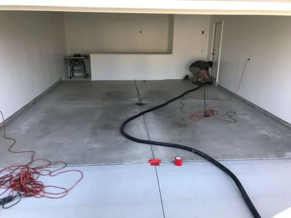 First concrete coating before and after, before