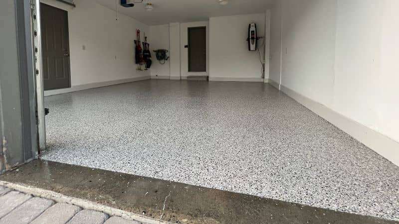 Garage floor before and after coating installation